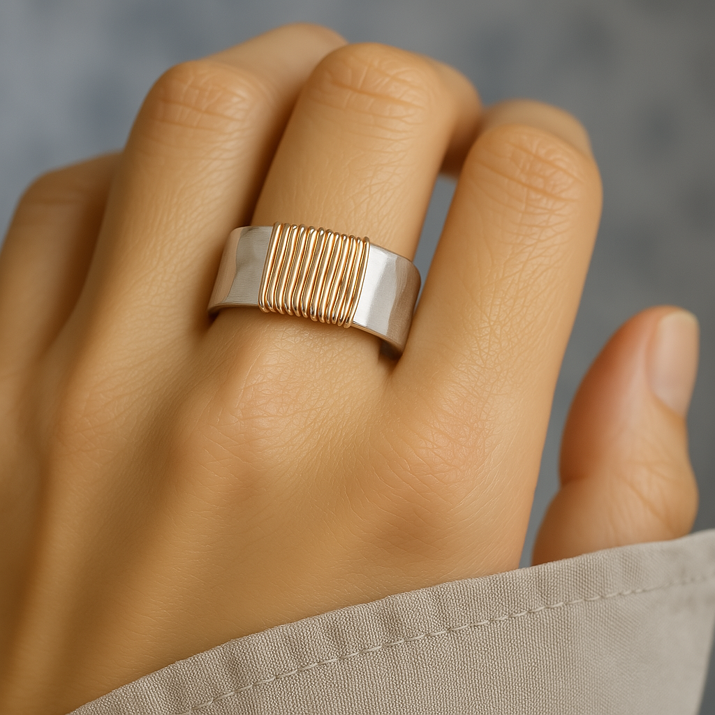 Ring with golden threads