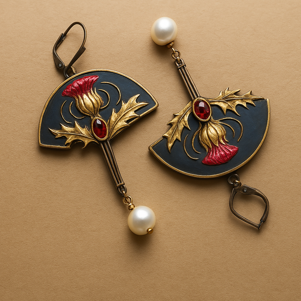 Bohemian earrings with red crystal pearls