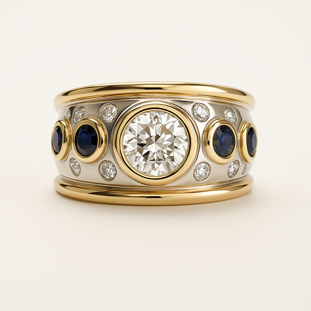 Gold-inlaid zirconia ring