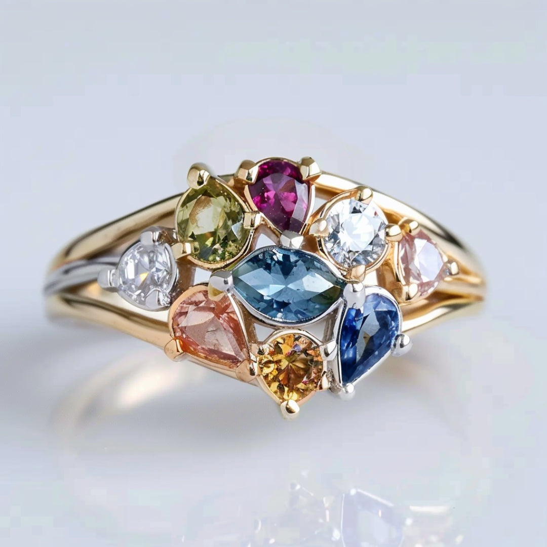 Gold multicoloured ring