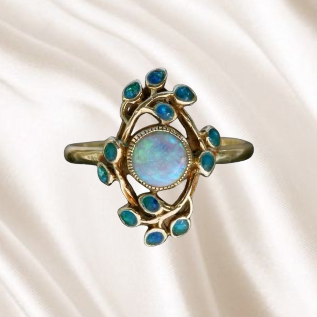 Crystal Depth | Blue Ring with Opal Crystals