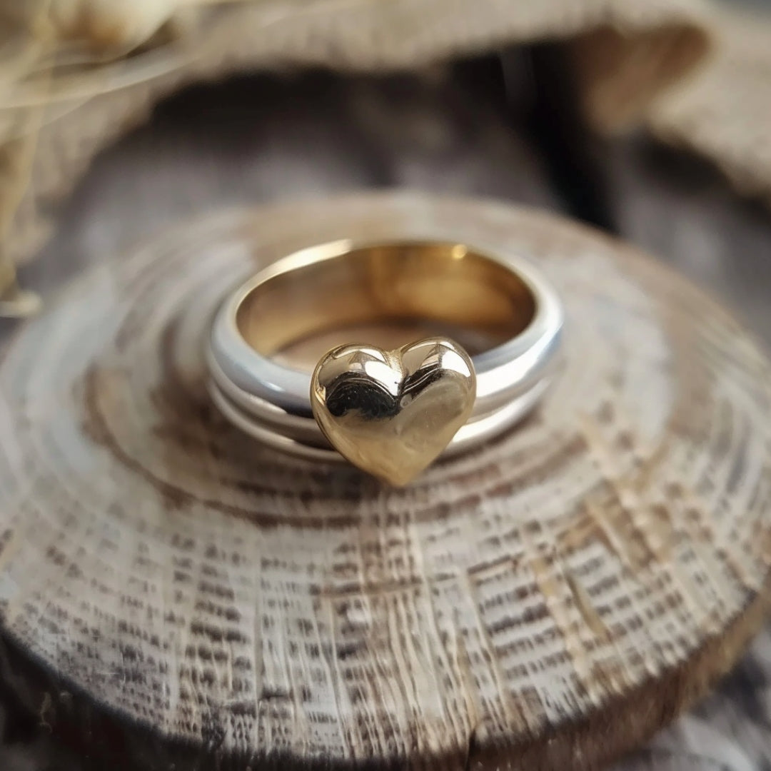 Golden heart ring