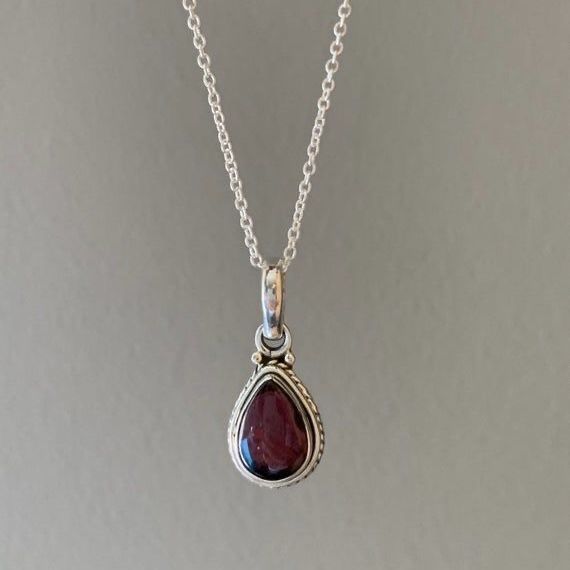 Red stone drop necklace