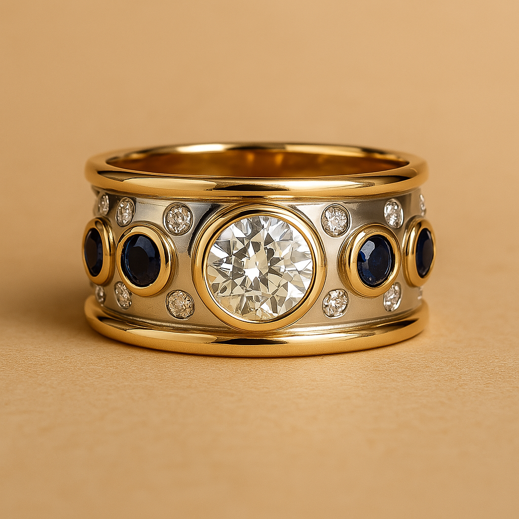 Gold-inlaid zirconia ring
