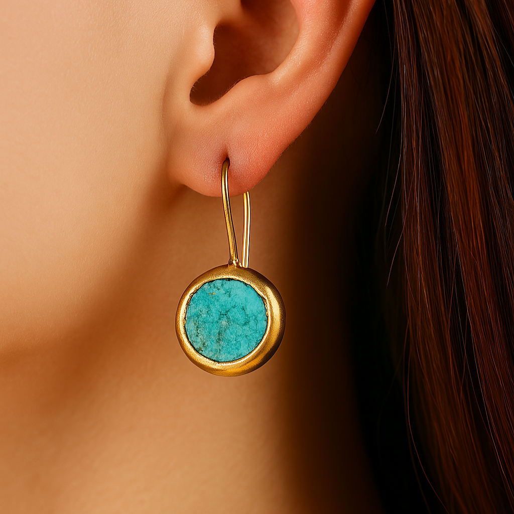 Earrings with turquoise stone
