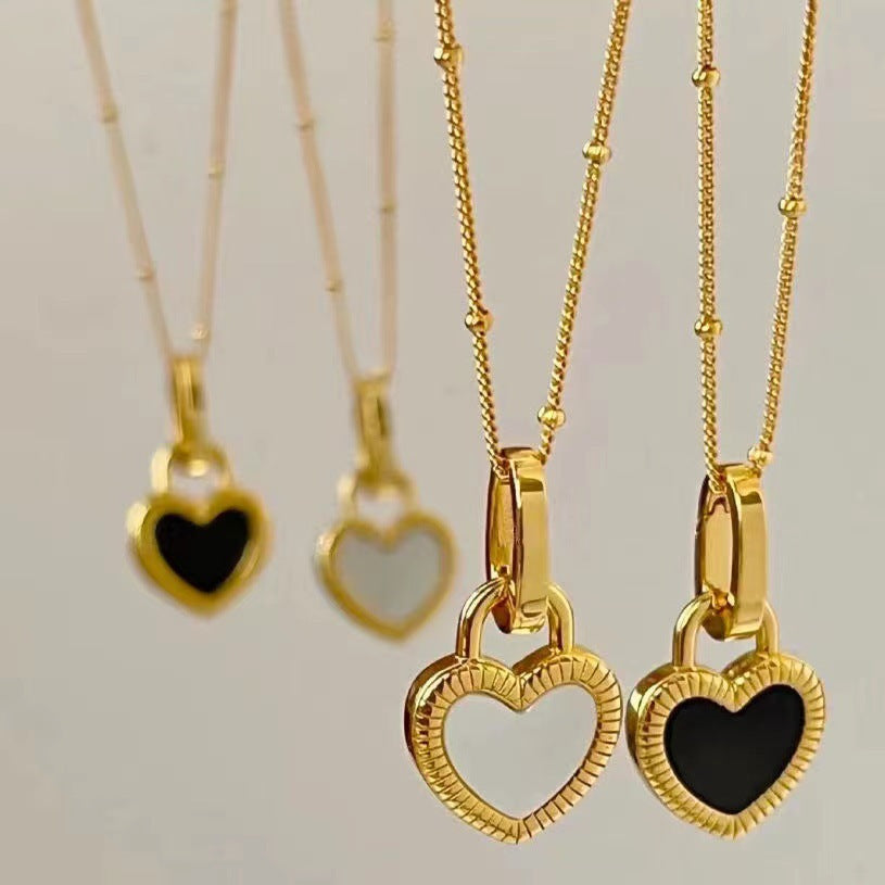 Black and White Heart Necklace Shadow Light I