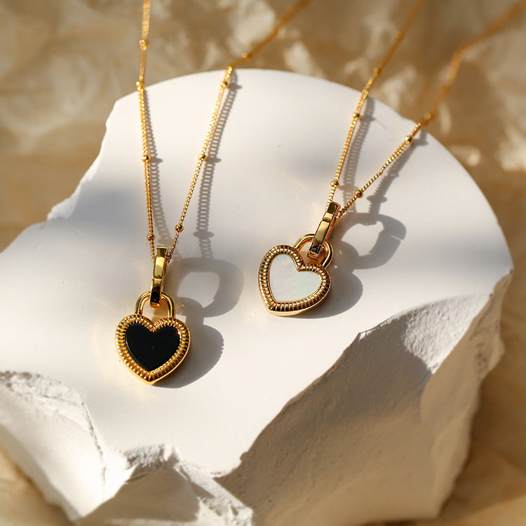 Black and White Heart Necklace Shadow Light I