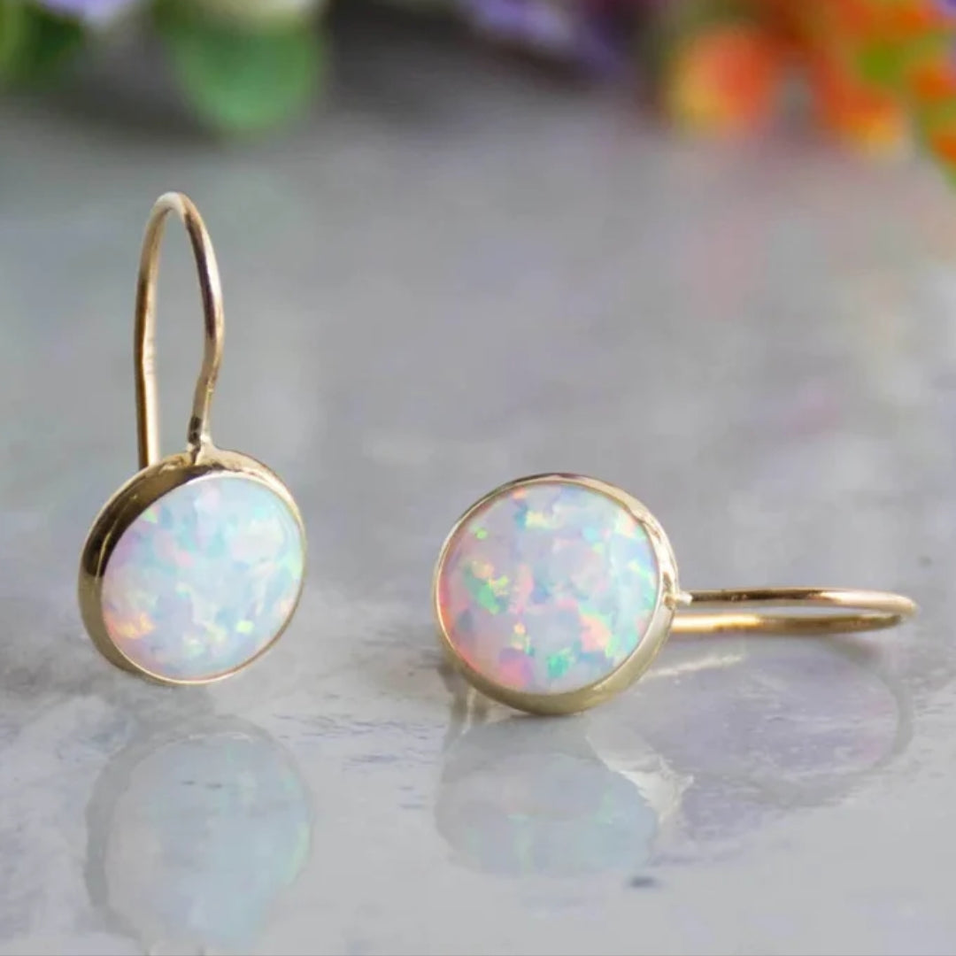 White opal earrings