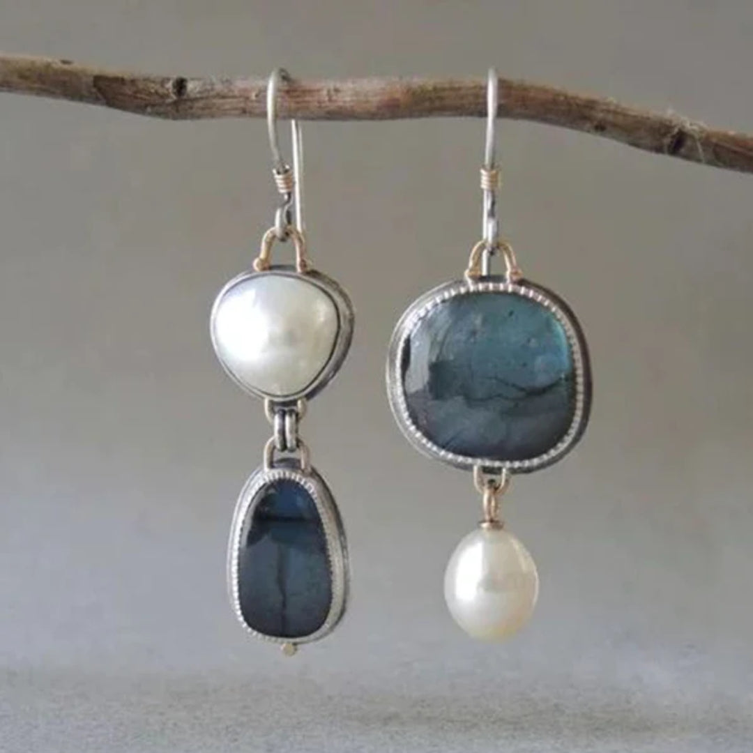 Blue pearl zircon earrings