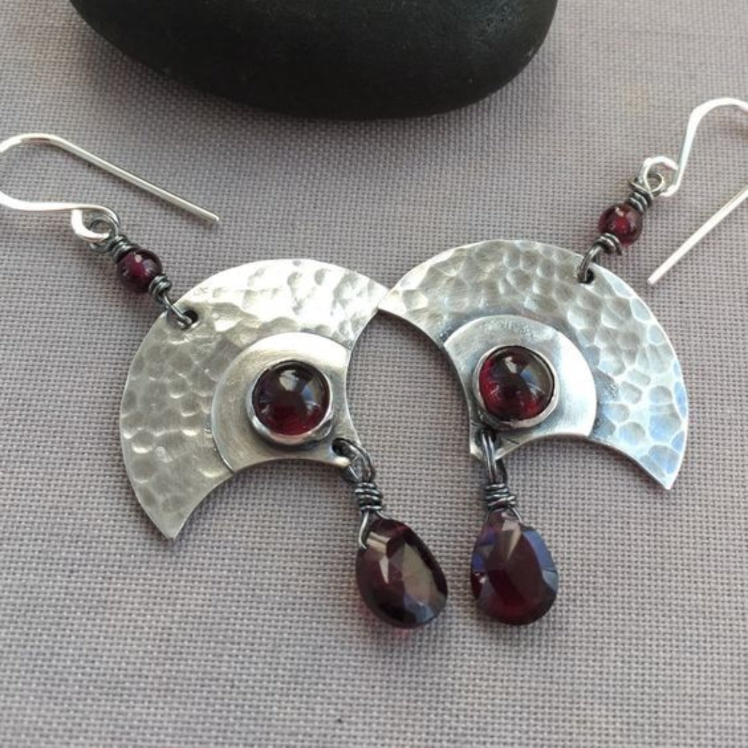 Garnet crystal earrings