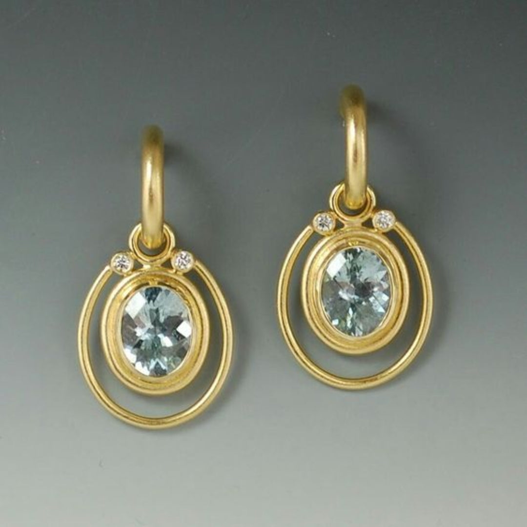 Inlaid blue zirconia earrings