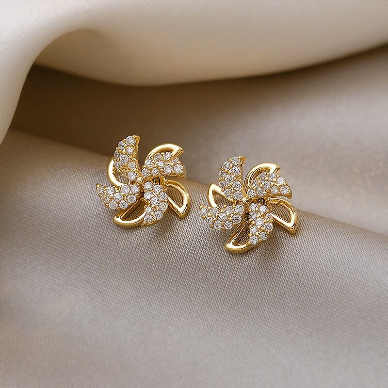 Crystal windmill earrings