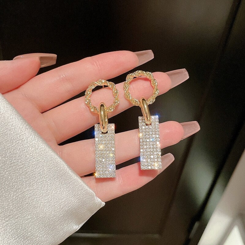 Luxurious diamond-encrusted zirconia earrings