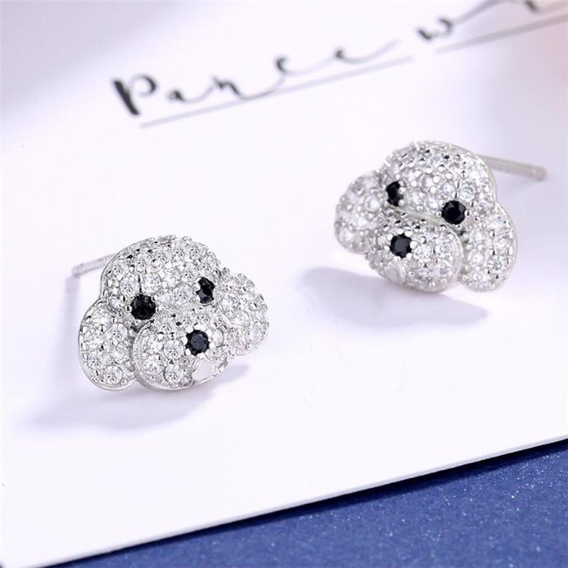 Zirconia dog earrings