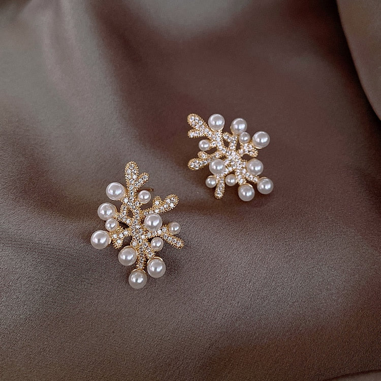 Coral pearl earrings