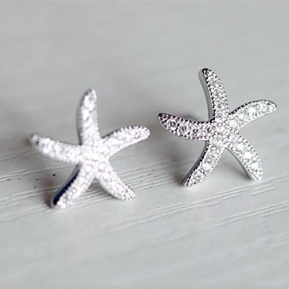Starfish earrings with crystals