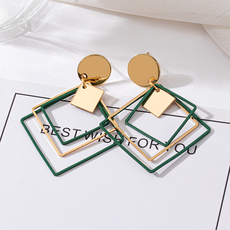 Luxury green cubic earrings