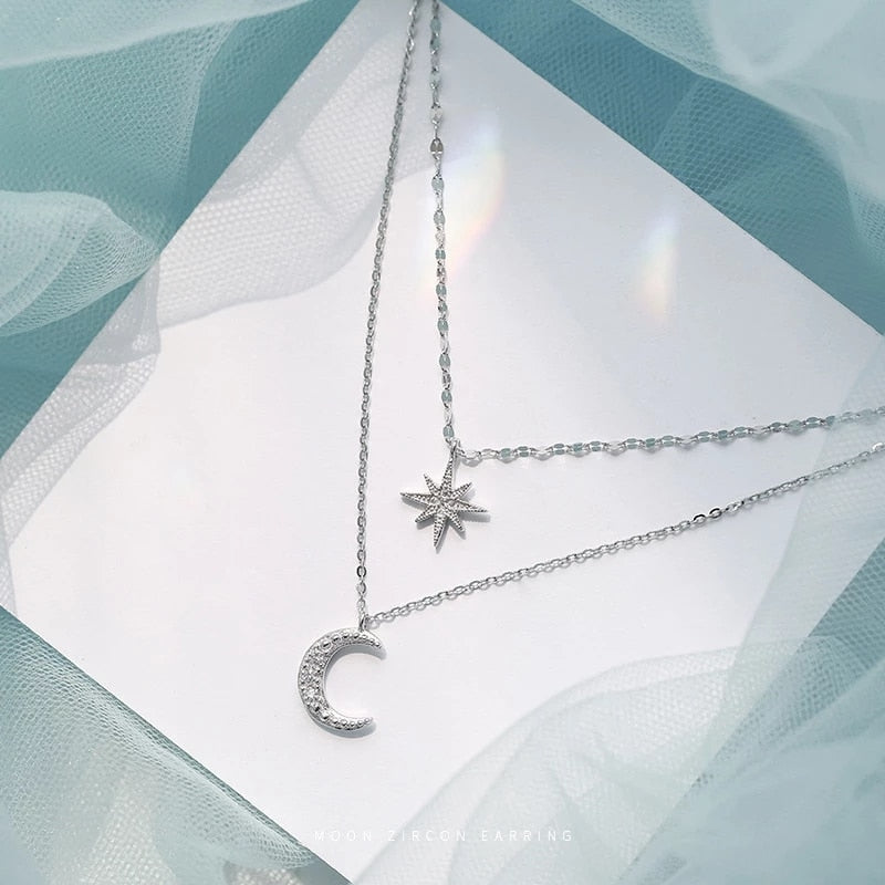 Crescent moon star pendant