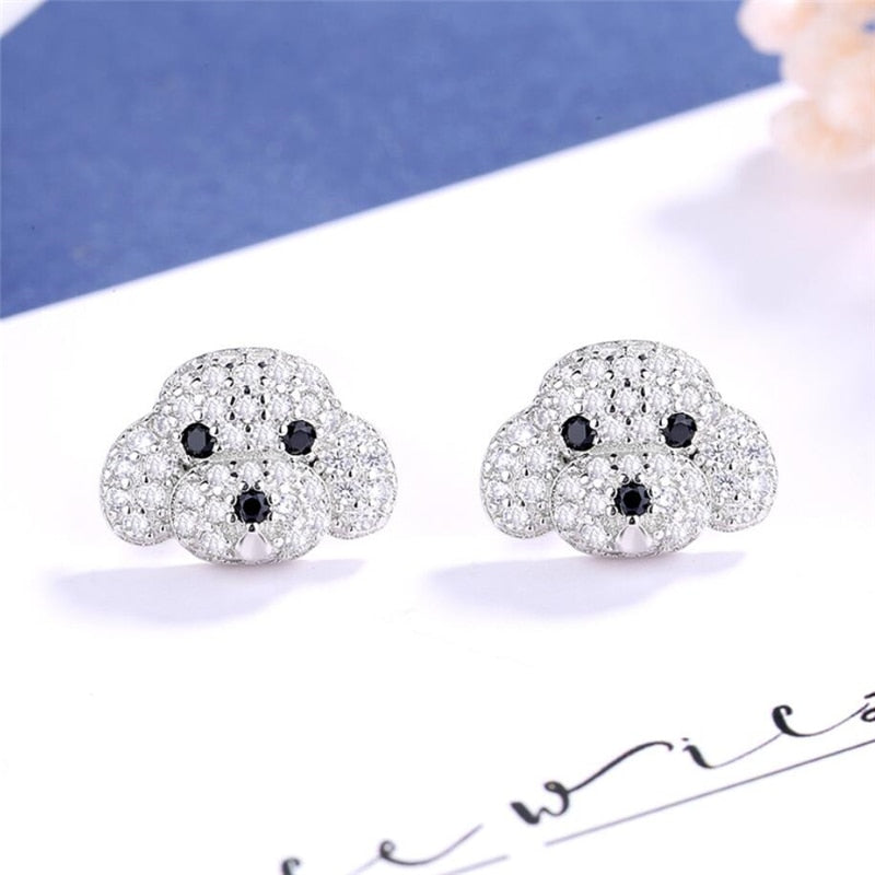 Zirconia dog earrings