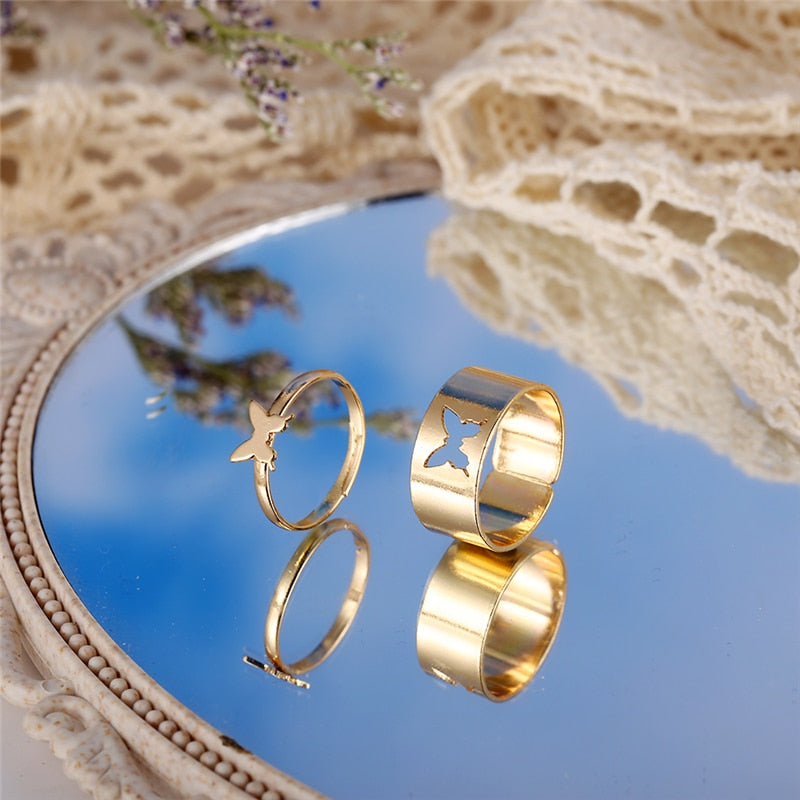 2 in 1 Adjustable Butterfly Rings for Mother and Daughter in Bath