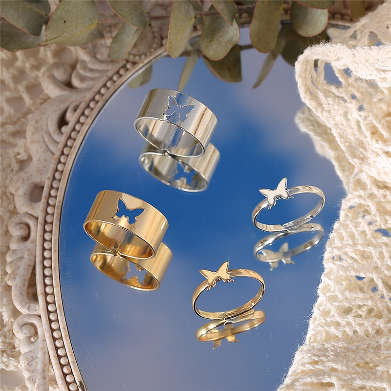 2 in 1 Adjustable Butterfly Rings for Mother and Daughter in Bath