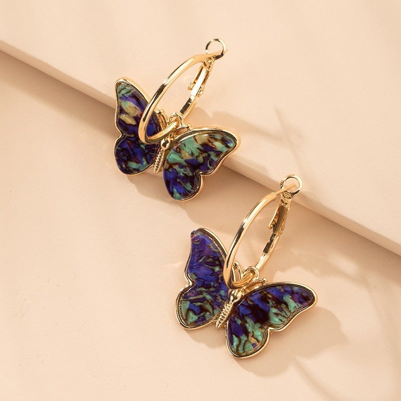 Crystal butterfly earrings with enamel