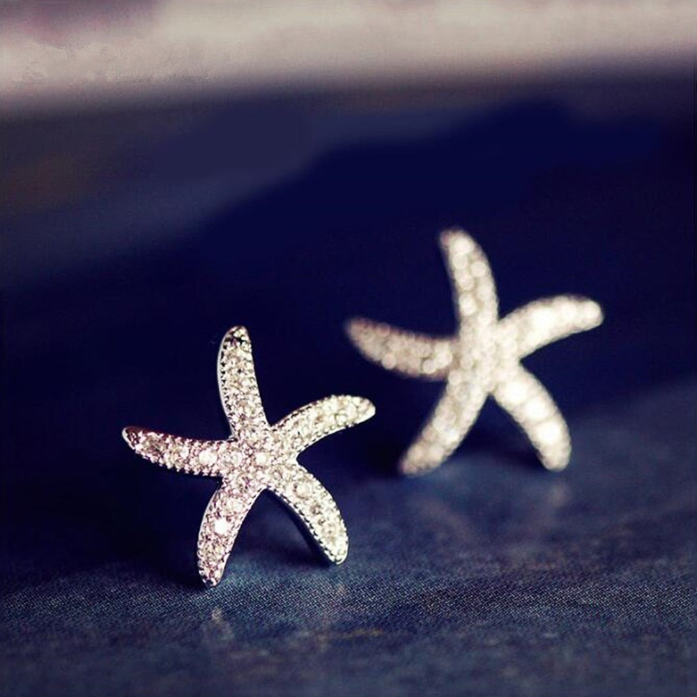 Starfish earrings with crystals
