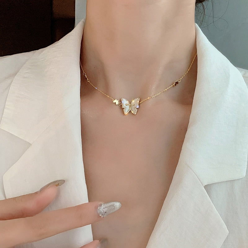 Crystal butterfly pendant