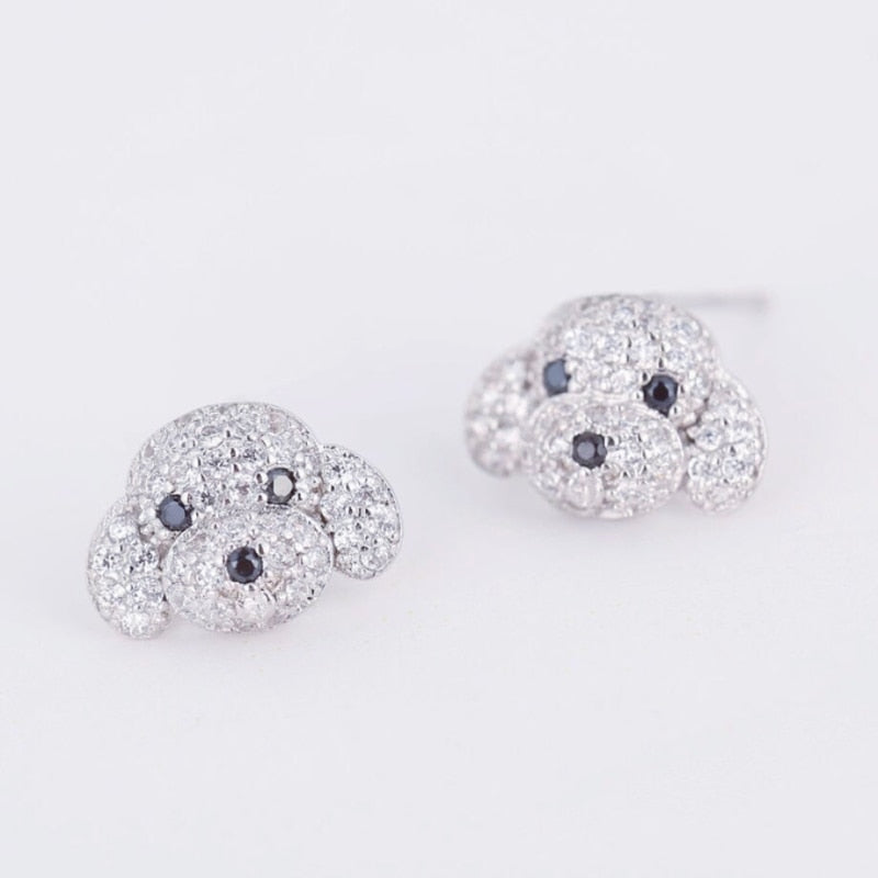 Zirconia dog earrings