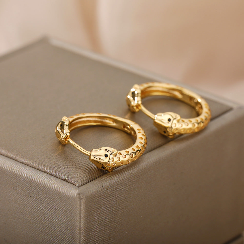 Minimalist golden snake earrings