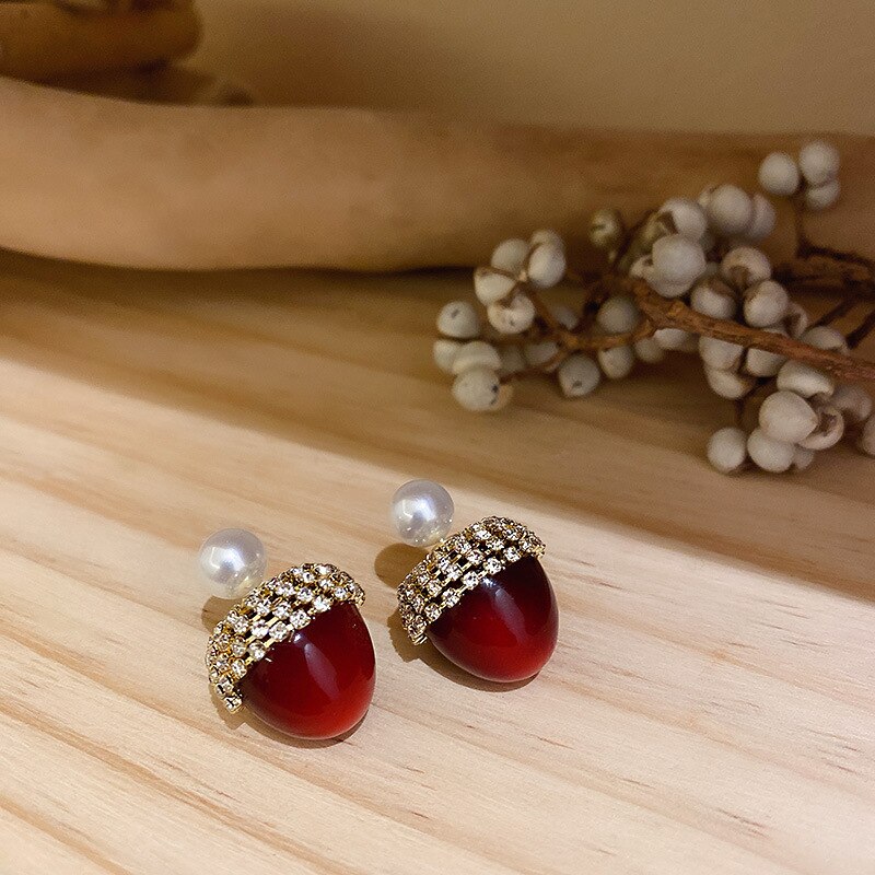 Cherry earrings with pearl