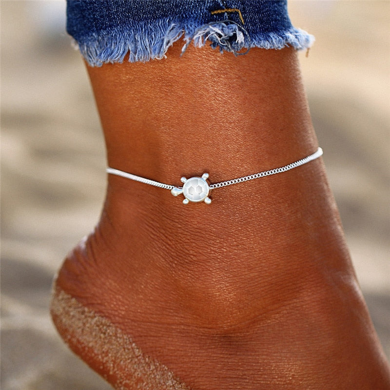 Silver Turtle Anklet
