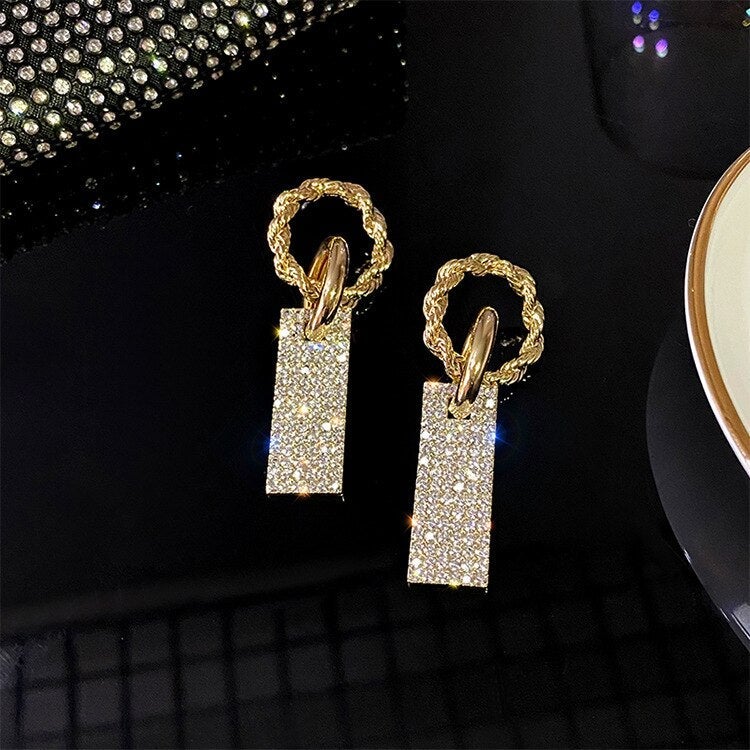 Luxurious diamond-encrusted zirconia earrings