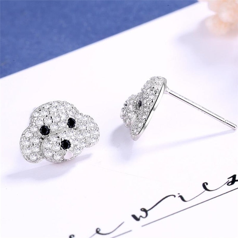 Zirconia dog earrings
