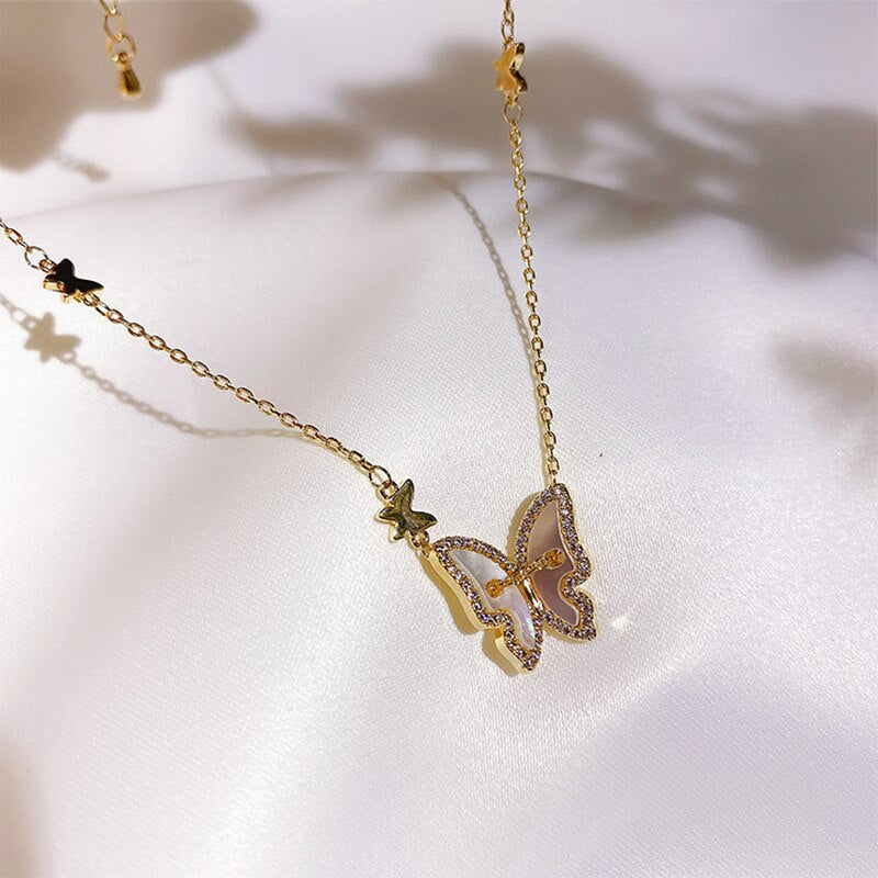 Crystal butterfly pendant