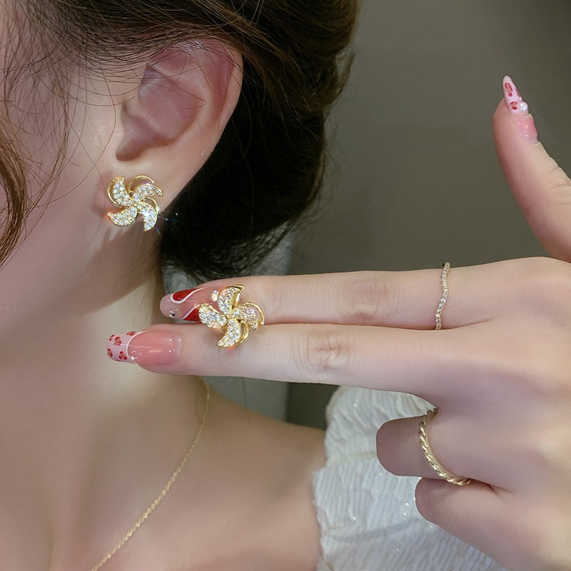 Crystal windmill earrings