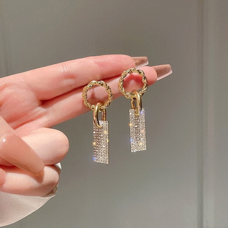 Luxurious diamond-encrusted zirconia earrings