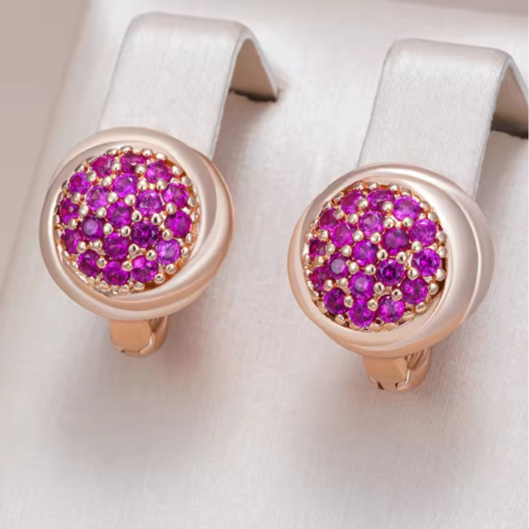 Elegant pink round earrings