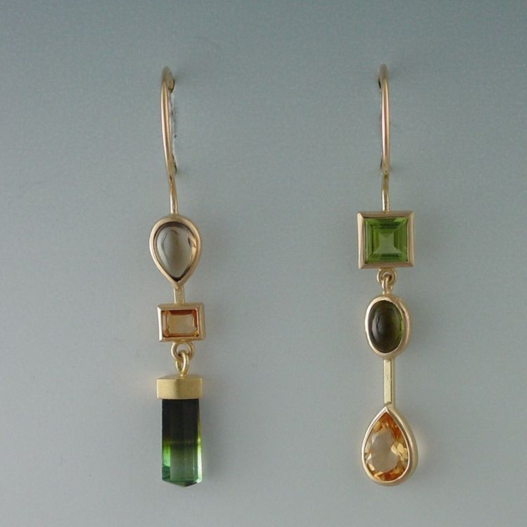 Yellow-green crystal dangle earrings