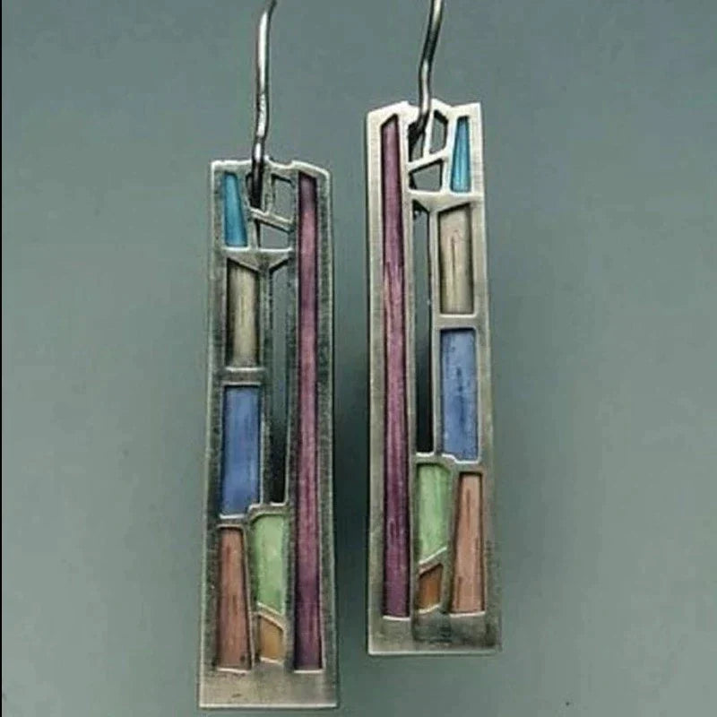 Multicolored hand-painted earrings
