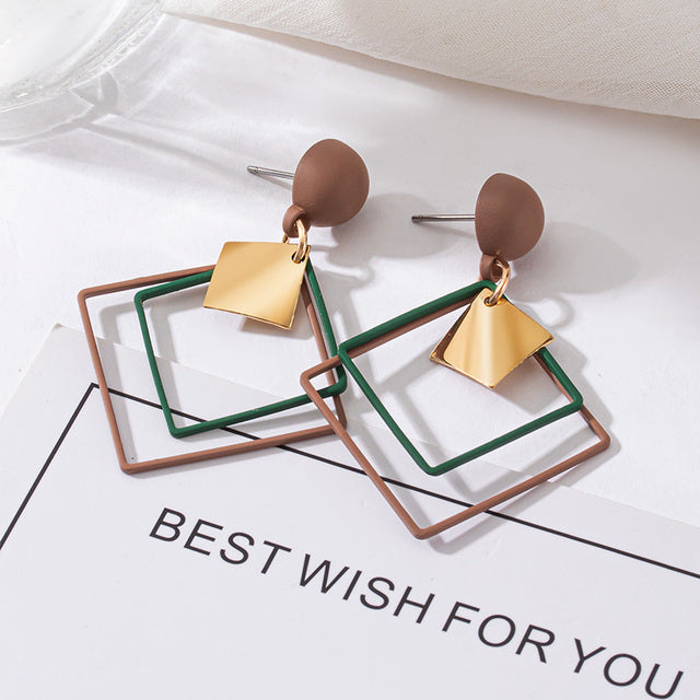 Luxury double cubic earrings