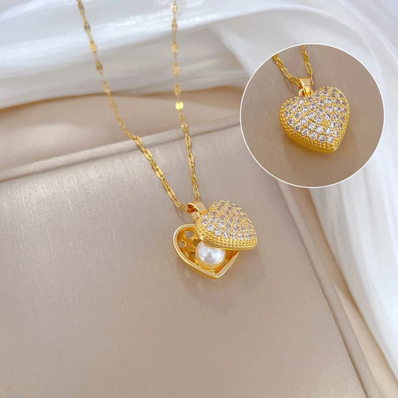 Ocean's Heart I French Shell Pearl Necklace