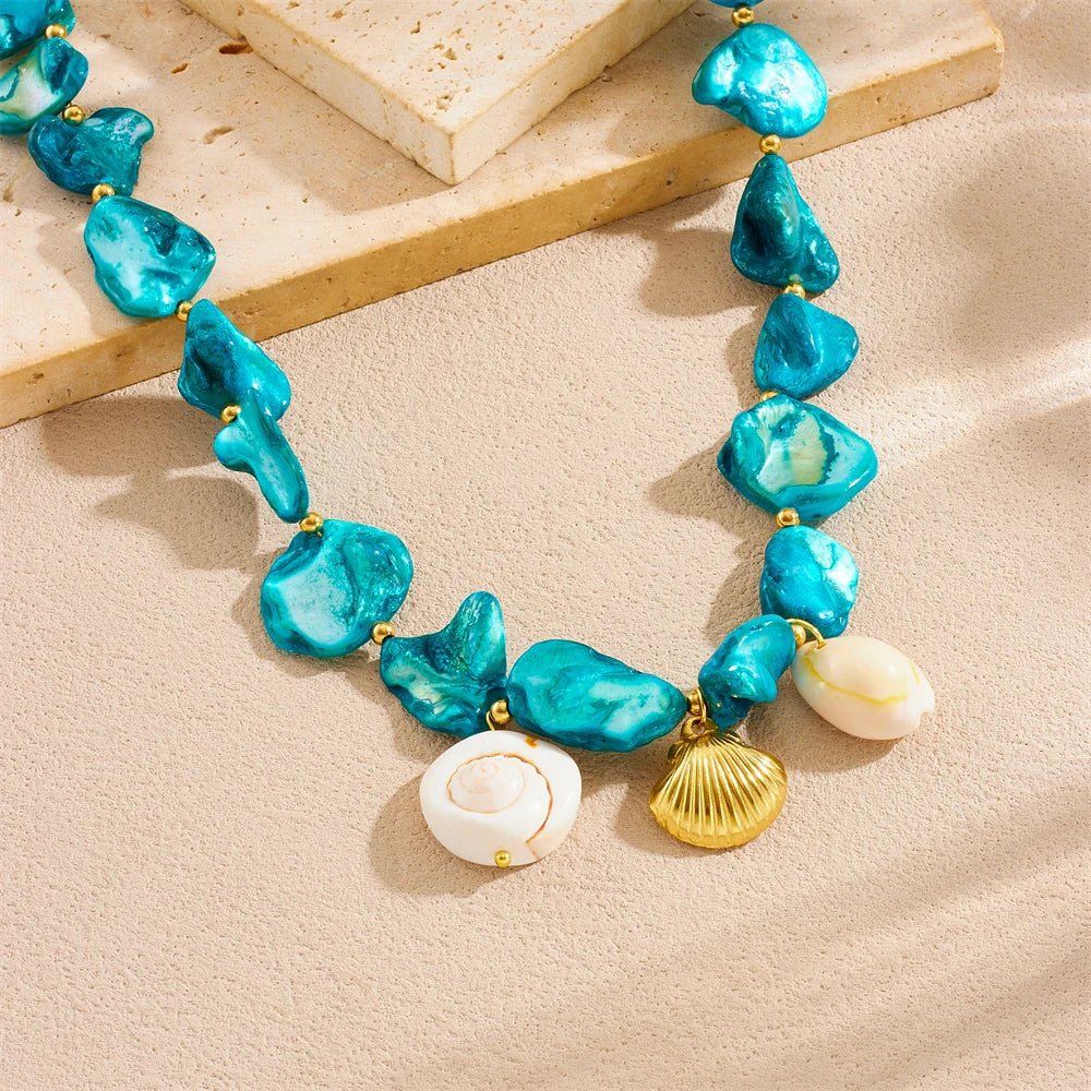 Lagoon Treasure I Blue Stone Necklace