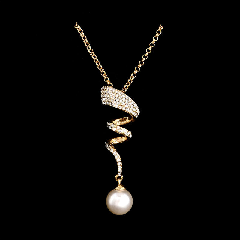 Classic pearl necklace and earring set