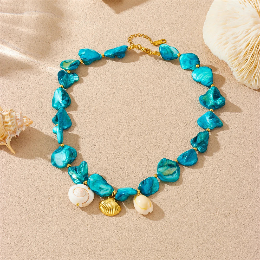 Lagoon Treasure I Blue Stone Necklace