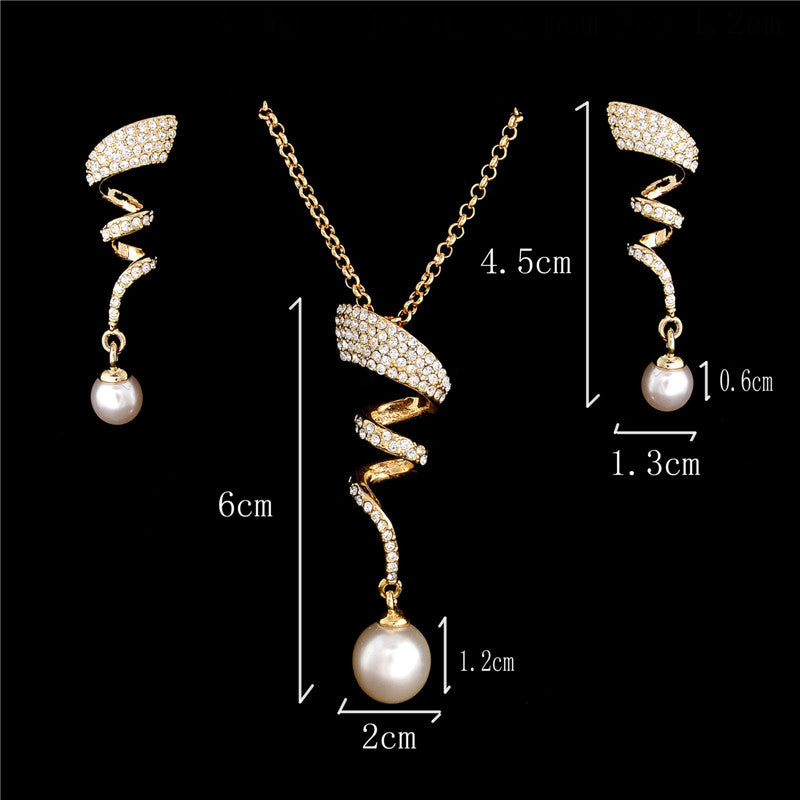 Classic pearl necklace and earring set