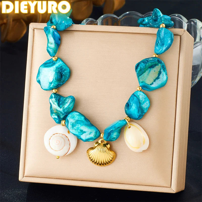 Lagoon Treasure I Blue Stone Necklace