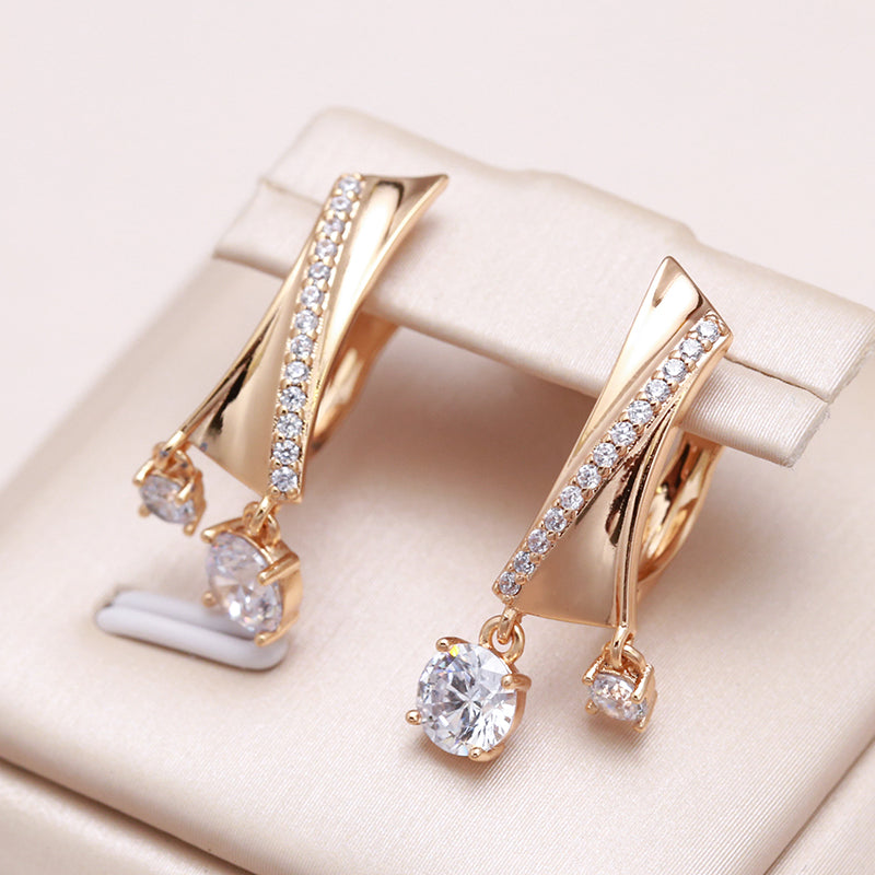 Elegant irregular earrings with zircons