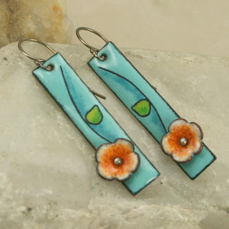 Floral enamel earrings