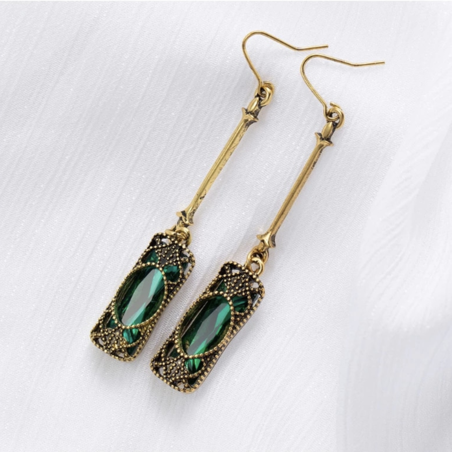 Emerald crystal earrings